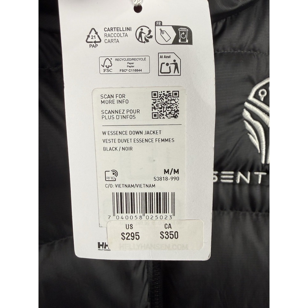 Helly Hansen Womens Essence Down Hooded Jacket Black Medium New 53818-990 *Logo* - Picture 4 of 13